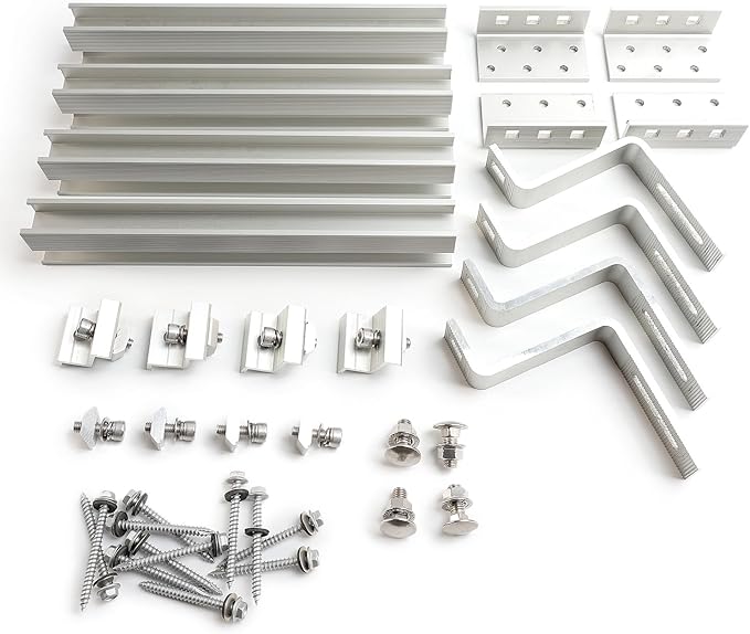 Heavy Duty Solar Mounting Kit for Concrete Tile and Slate Roofs,Complete Racking System with Aluminum Rails Clamps Hooks for Flat and Pitched Roofs,Fits Solar Panel Frames Under 35mm Thick