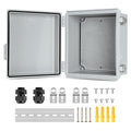 Waterproof Electrical Junction Box, IP67 Plastic Weatherproof Electrical Enclosure with Mounting Plate, Wall Brackets, for WiFi Electronics Project (5.9"x5.9"x3.5")