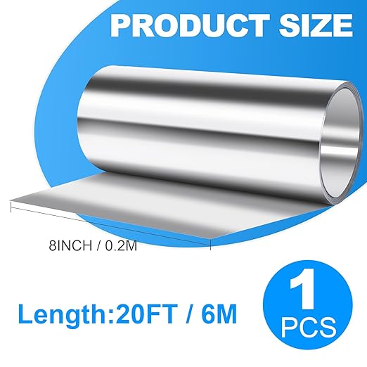 Aluminum Roof Flashing Roll - Sealing Windows, Doors, Siding & Roofing Ideal for Moss & Mildew Prevention (8" x 20')