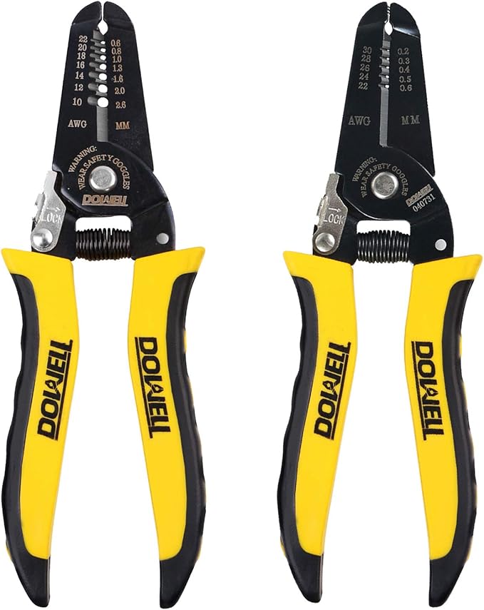 DOWELL 10-22AWG+22-30AWG Wire Stripping Tool Wire Stripper Cutter Pliers Tool Multi-Function Hand Tool for Electrician Craftsmanship 2-Piece