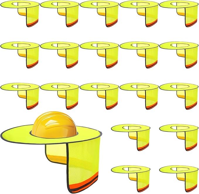 Jspupifip 20 Pack Hard Hat Sun Shade Full Brim Sun Shield High Visibility Visor with Reflective Strip for Hard Hat Accessories Construction Sites