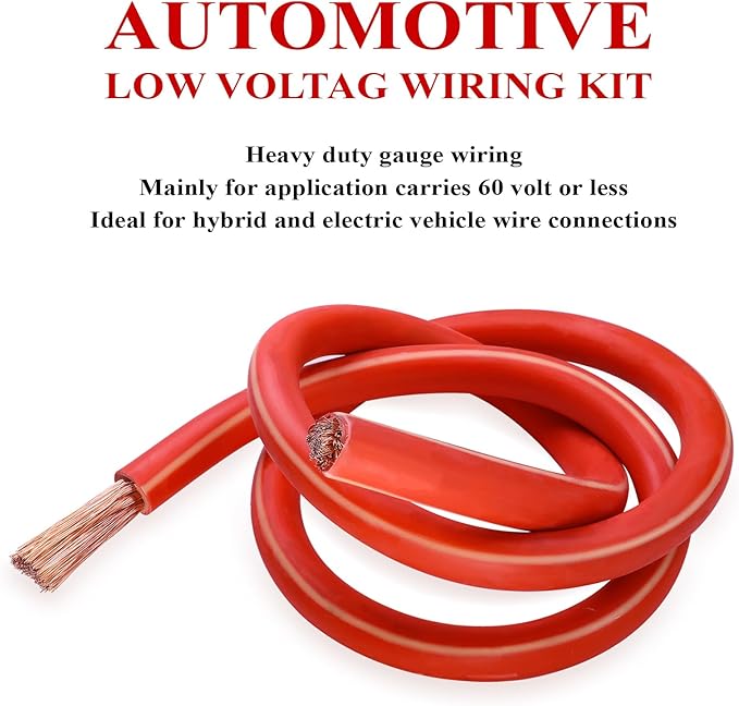 2 Gauge Battery Welding Cable (Red, 2 Feet) - 2 AWG Copper Clad Aluminum Power Wire with M8 & M10 Copper Cable Lug Ends for Auto, Camper, RV, Truck, Solar Low Voltage Wiring