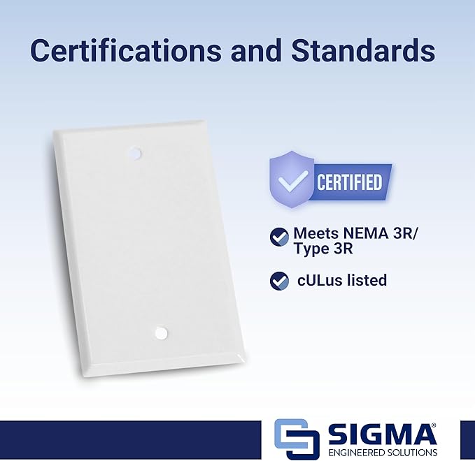 SIGMA ENGINEERED SOLUTIONS 14240WH Weatherproof Outdoor Rectangular Cover Plate for Outlet Boxes, White, Metal, 1-Gang