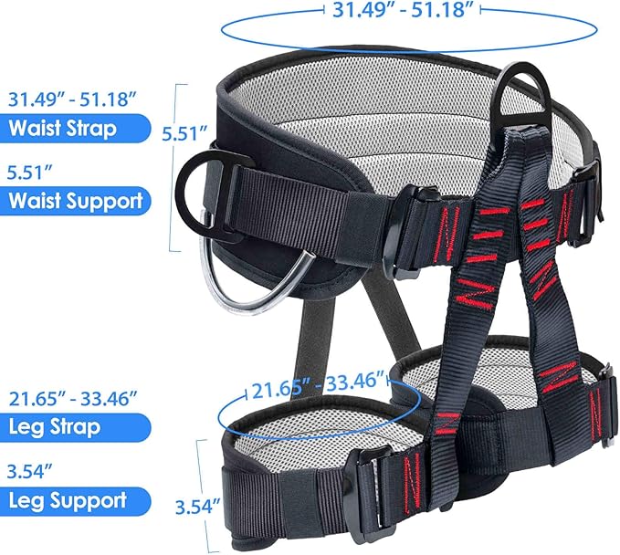 Climbing Belts, Adjustable Thicken Professional Safety Belt, Climbing Gear for Tree Climbing, Fire Rescue, Roofing, Rappelling And Expanding Training