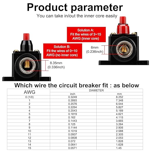 100 Amp Circuit Breaker with Manual Reset Switch Waterproof 12V-48V DC Resettable Fuse for Boat Trolling Motor Marine ATV Trailer Vehicles Stereo Audio Electronic Battery Solar System