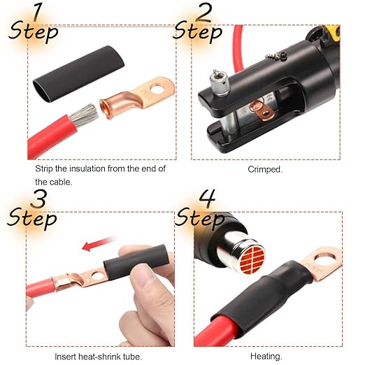 6 AWG 5/16" Stud (25 pcs.), Heavy Duty Tinned Battery Cable Lugs 6 Gauge Wire Connectors 6 AWG Ring Terminals Copper Wire Lugs Bare Copper Eyelets