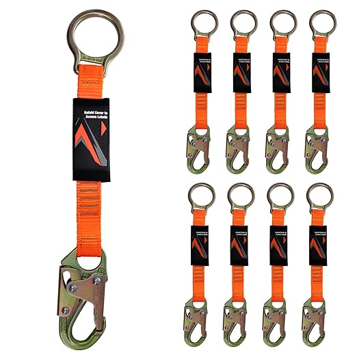 Malta Dynamics 18” D-Ring Extender with Snap Hook for Fall Protection and Roofing, OSHA/ANSI Compliant (8)