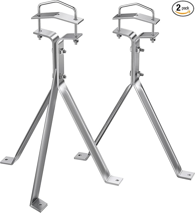 12'' Adjustable Antenna Mast Wall Mount Bracket, 2 Pcs Antenna Stand Off Bracket, Heavy Duty TV Antenna Mounting Brackets, Antenna Wall Mount 12 Inch, Wall Mount Mast Clam｜Tripod Bracket & Y-Brackets