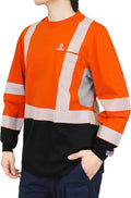 BOCOMAL Reflective FR Shirts High Visibility Summer Vented Mesh Long Sleeve Crewneck Lightweight Flame Resistant Workwear