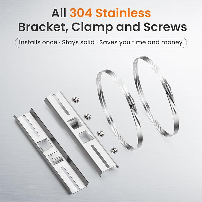 QILIPSU Pole Mounting Kits, 304 Stainless Steel 9.8" x 1.9" Brackets with Adjustable 2–8 Inch Clamps for Electrical Boxes, Devices, and Outdoor Applications
