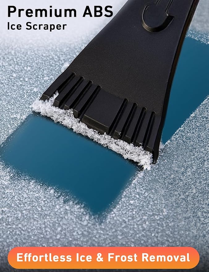 EcoNour 27" Aluminum Snow Brush 4 Pack with Ice Scrapers for Car Windshield and Window | Car Snow Scraper and Brush with Ergonomic Foam Grip Winter Accessories (Orange, Pink, Green, Blue)