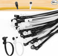 300 Pack Zip Ties with Screw Holes 12” & 10” 90 lbs Mounting Cable Ties, Black & White for Secure Indoor Outdoor Organization, Wire Ties with Screw Hole for Garage, Garden, Cable Management