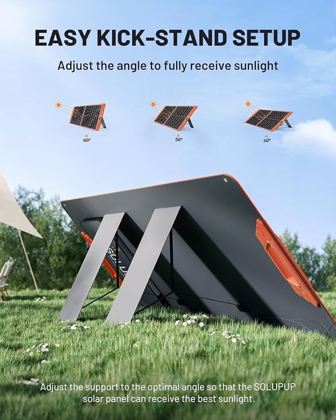60W Portable Solar Panel Charger, 23.5% High Efficiency Foldable Solar Panels for Power Station, IP65 Waterproof Solar Charger with QC3.0 USB-A & USB-C Outputs for Outdoor Camping RV Trip