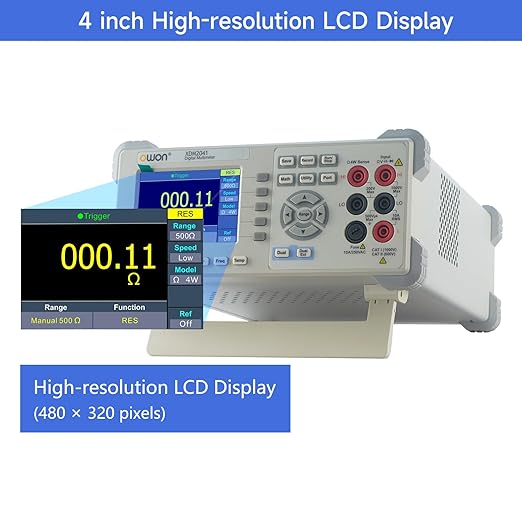 OWON Digital Multimeter AC DC Current Voltage 3.7in Screen True RMS 55000 Counts，DC Voltage Accuracy up to 0.025%，2 Line Display Desktop Type XDM2041