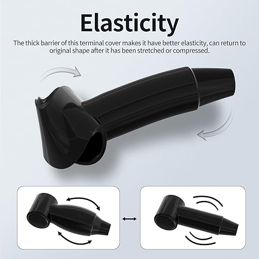 Black Battery Terminal Cover Silicone Stud Terminal Cover Protector Boot fit 4 to 2/0 AWG Gauge Cable for Car Truck RV Solar 10Pack