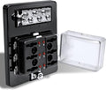 True Mods 6 Way Blade Fuse Box with Ground Negative Bus bar for Automotive [ATC/ATO Blade Fuses] [100 Amp] [LED] [Protection Cover] [12V - 30V DC] Auto Marine Ground Fuse Block