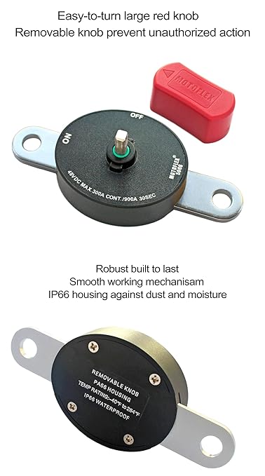 ON/Off Battery Disconnect Switch 12V-48V 300A Side Post Battery Disconnect GM Car Truck, Marine Boat RV Trailer Golf Cart Heavy Duty Battery Kill Switch (Corrosion-Resistance, Removable Knob)