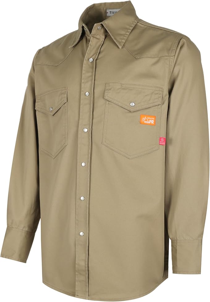 Titicaca FR Shirts for Men 6.5oz Lightweight Flame Resistant Button Down Work Shirt Fire Retardant Welding Shirt