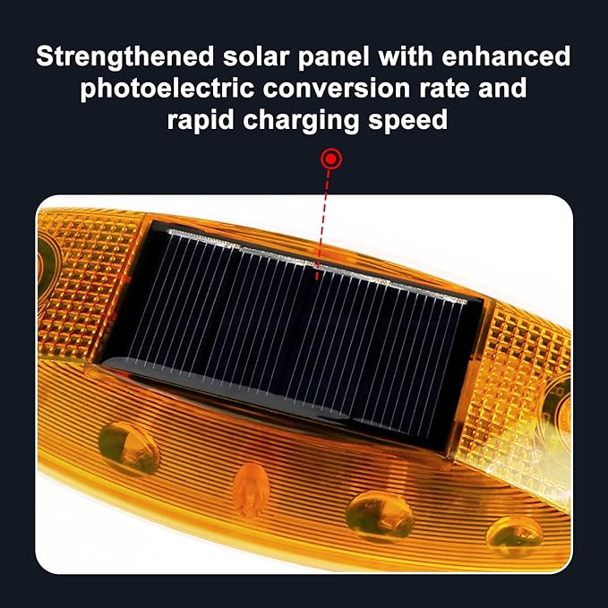 Aolyty Solar Strobe Warning Light Outdoor, Bright Solar Safety Flashing Light 4 Pack Road Signs IP54 Waterproof for Construction Site, Traffic, Dock, Marine, Stop Sign (Yellow)