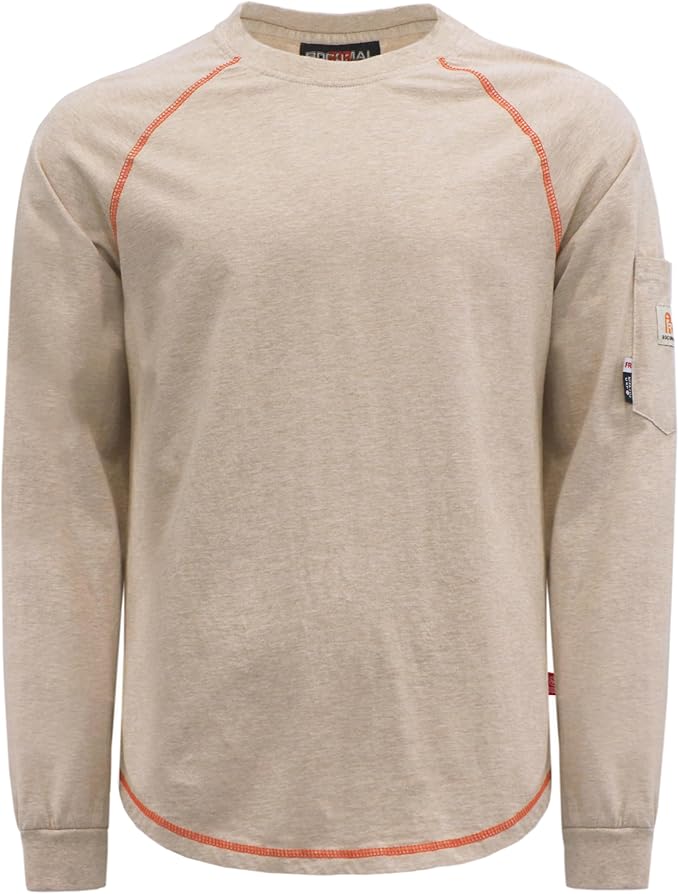 BOCOMAL FR Shirts Heather Series 6oz Flame Resistant T Shirt NFPA2112 CAT2 Fire Retardant Crew Work Shirt