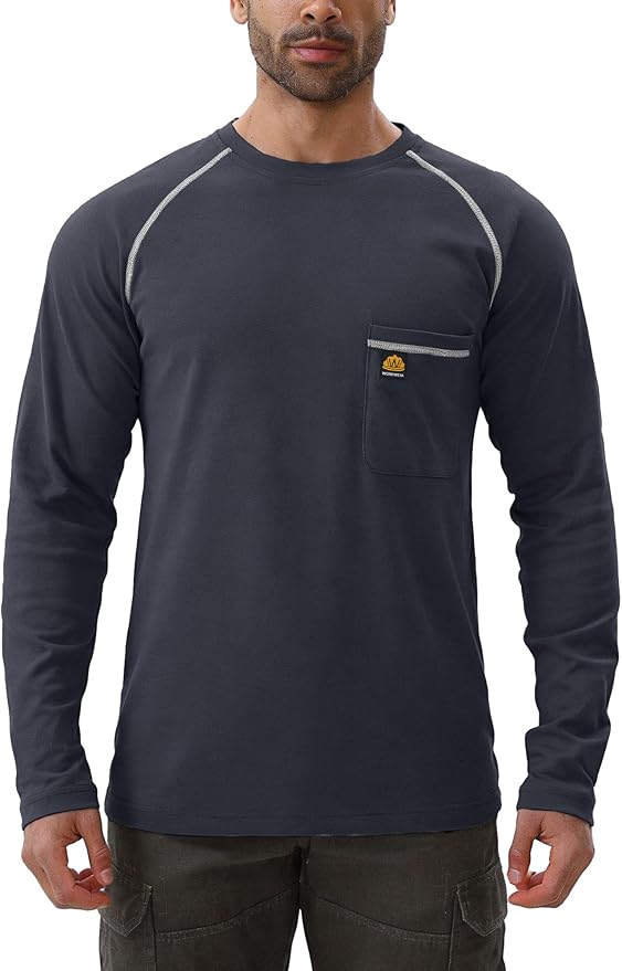 WORKWEYA FR Shirts Flame Resistant Shirt 6.5oz Men's NFPA 2112/CAT2 Long Sleeve Shirt