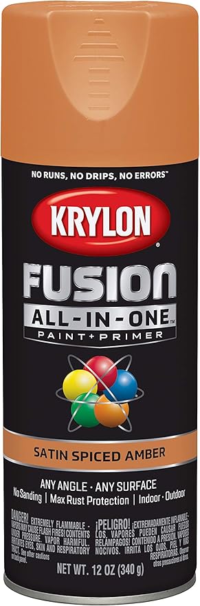 Krylon Fusion All-In-One Adhesive Spray Paint for Indoor/Outdoor Use, 12 oz, Spiced Amber