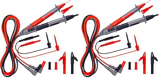 KAIWEETS Soft Silicone Electrician Test Leads Kit CAT III 1000V & CAT IV 600V with Alligator Clips and Needle Probe for Fluke/AstroAI/INNOVA Multimeter Electronic Clamp Meter 9PCS (Pack of 2)