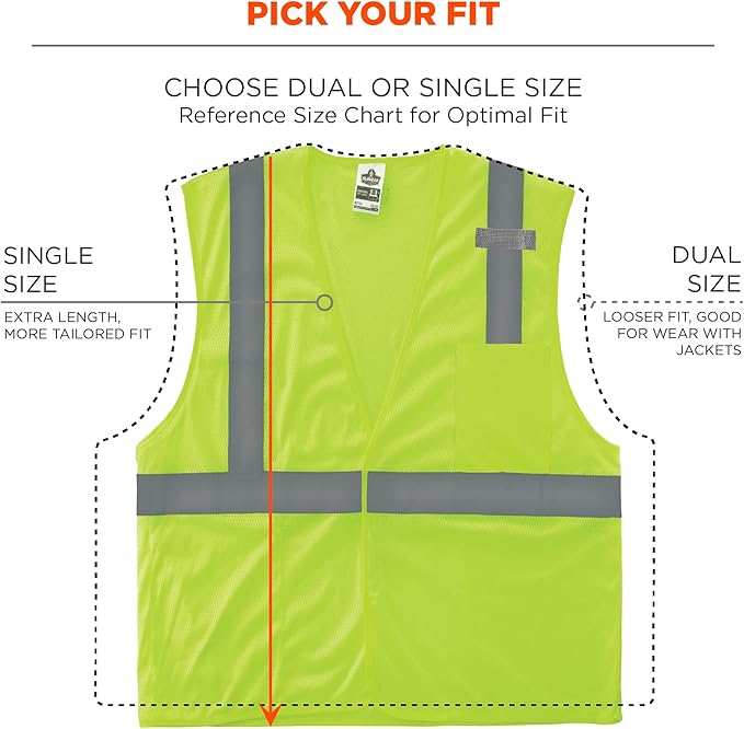 Ergodyne GloWear Economy High Visibility Reflective Safety Vest, Hook & Loop Closure