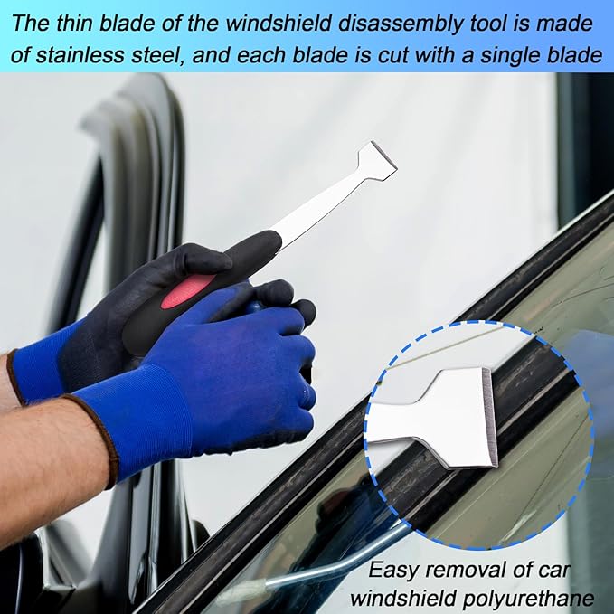 Windshield Removal Tools Universal Car Windscreen Quick Release Cold Knife Windshield and car Window Glass Urethane Scraper Tool Set，7-Piece Set