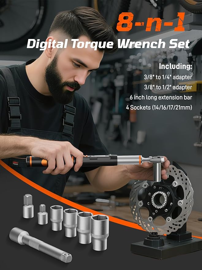 Digital Torque Wrench, 7.38-147.5 ft.lb/10-200 Nm, 1/2" Drive Inch Pound Torque Wrench Electronic with Buzzer & Colorful LED Indicator Cars Automotive