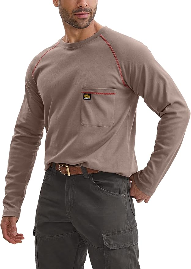 WORKWEYA FR Shirts Flame Resistant Shirt 6.5oz Men's NFPA 2112/CAT2 Long Sleeve Shirt