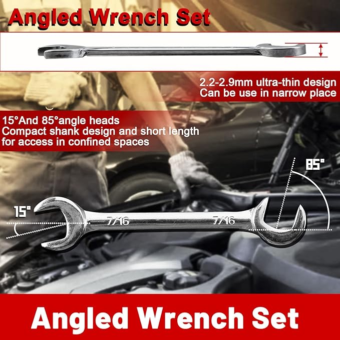 SPEEDWOX Mini Double Open End Wrench Set, 10-Piece, High Carbon Steel, Silver