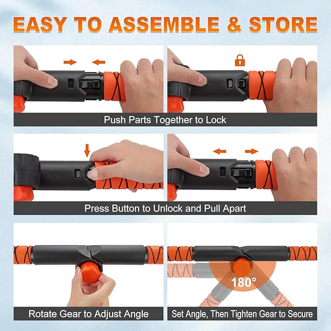 62.4" Foldable Snow Brush and Ice Scrapers for Car Windshield, Adjustable & Extendable Ice Removal Tool with Non-Slip Foam Grip, 180° Pivoting Snow Brush for Car, SUV, Truck