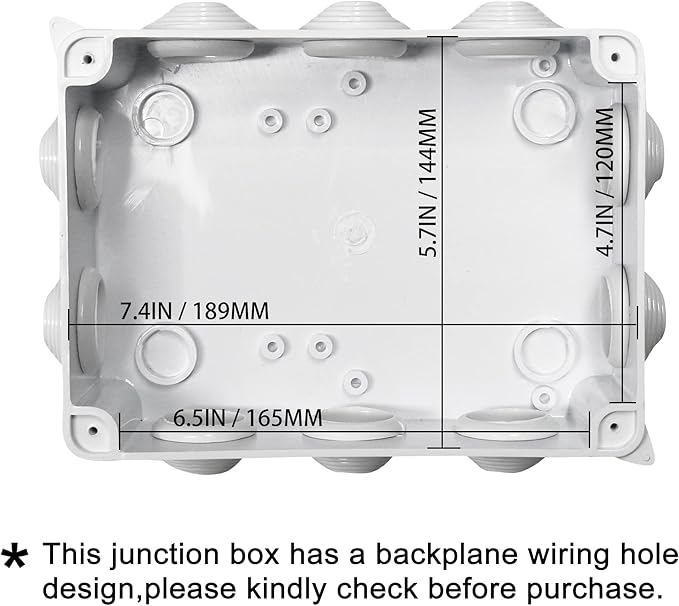 Sunnyglade IP65 ABS Plastic Waterproof Dustproof Junction Box Universal Durable Electrical Project Enclosure (7.9"x6.1"x3.1")