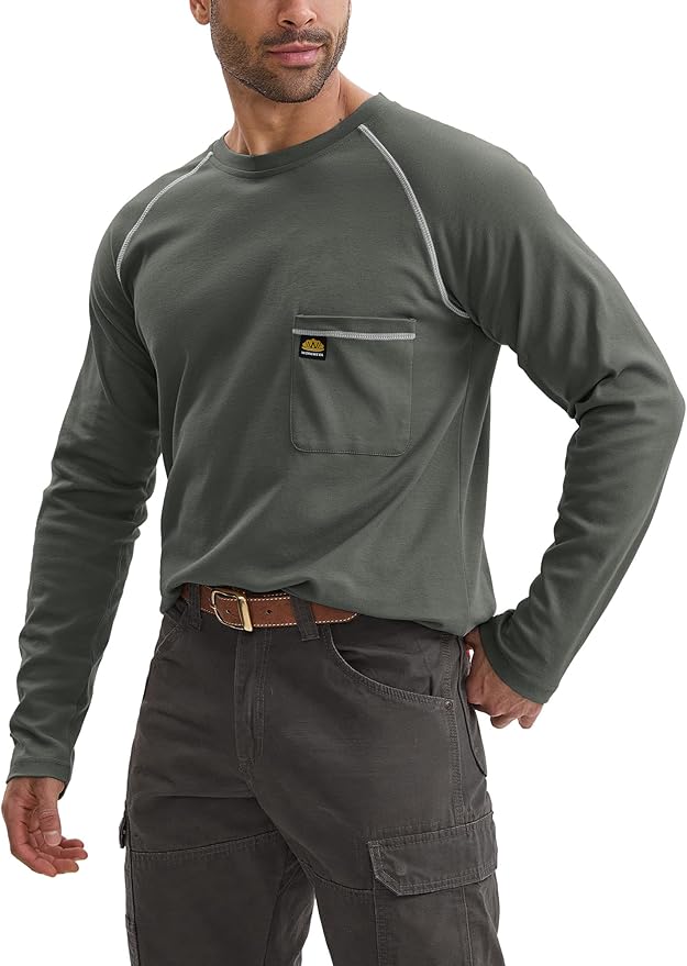 WORKWEYA FR Shirts Flame Resistant Shirt 6.5oz Men's NFPA 2112/CAT2 Long Sleeve Shirt