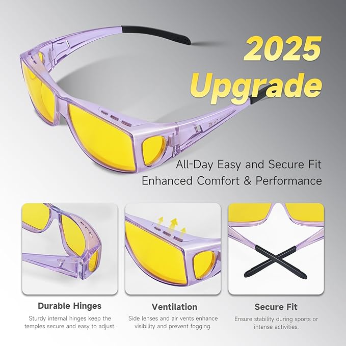 Night Driving Glasses Night Vision Glasses Fit Over Glasses Polarized Anti-Glare UV400 Gift for Men Women