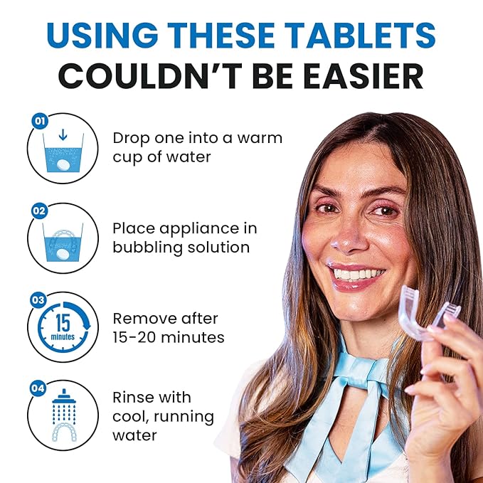 36 units Retainer Cleaner and Denture Cleaning Tablets - Mouthguard Cleaner and Denture Cleaner Tablets Remove Plaque, Odors and Stains from Aligners, Night Guard and Removable Dental Appliances.