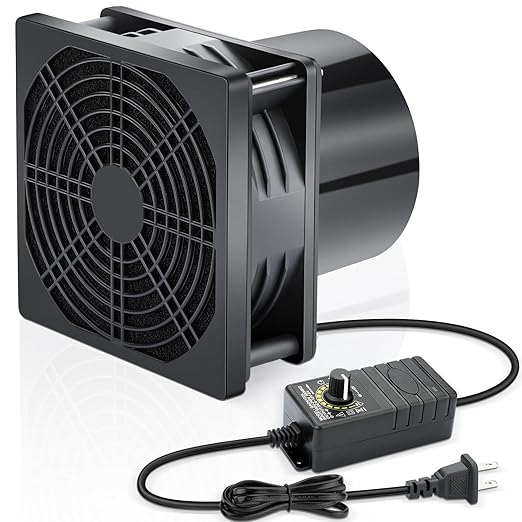 Wathai 120mm x 38mm 12V 4 Inch Small Exhaust Fan with 110V 120V Speed Control for Fume Extractor Soldering, 3D Laser, Paint Booth Cooling