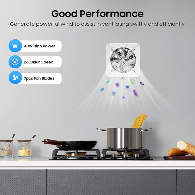 6'' Explosion Proof Exhaust Fan, 110V 40W Industrial Axial Flow Fan Utility Blower Ventilator Extractor Factory Extraction Ventilation for Garage Shops Kitchen, 2600RPM