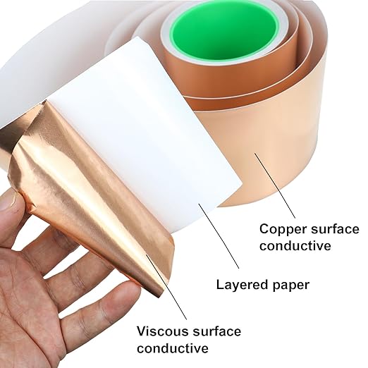 BOMEI PACK 4inch x 66ft Copper Foil Tape Conductive Adhesive for Electrical Repair, EMI Guitar Shielding, DIY Decoration, Stained Glass, Paper Circuits