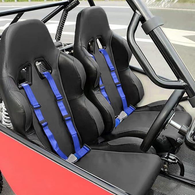 Yakitoko Universal 4 point Safety Harness Set 2" Fits Go Kart,UTV,ATV,Racing Blue