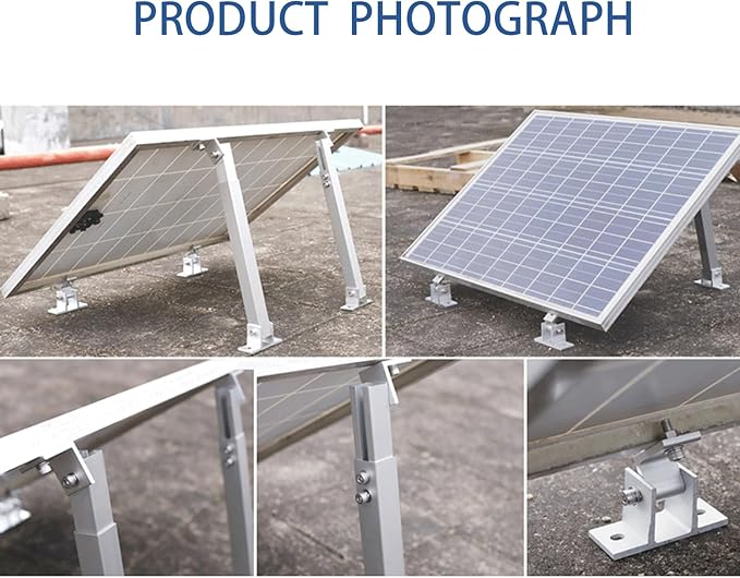 4 Set Solar Panel Mounting Bracket Foot,Aluminum Alloy Solar PV Front Support Solar Panel Bracket Support Feet Suitable for Gird Roof Installation