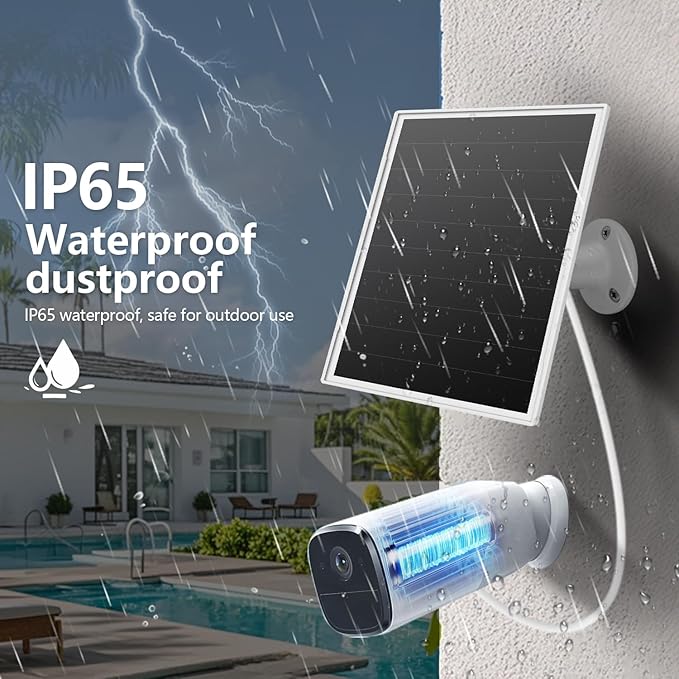 8W Solar Panel for Outdoor Security Camera, 5V Micro USB and USB - C Solar Panel Charger ，Fits Eufy/Wyze/Reolink DC 5V Output, IP65/360° Adjustable, 9.8ft Cable, Fast Charging