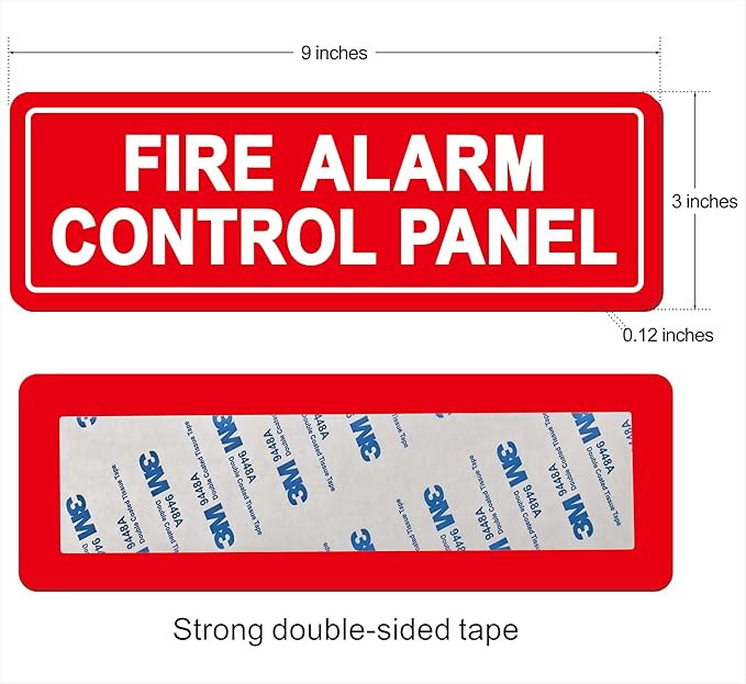 Fire Alarm Control Panel Sign - Made from Premium Durable Acrylic Material, Super Strong Self-Adhesive, QuickInstallation, Perfect for Your Business and Home (9x3 Inches, Red)