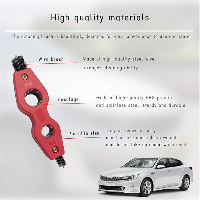 Car Battery Terminal Cleaning Brush, 4 in 1 Anti-Rust Auto Battery Cleaner with Steel Wire, Universal Vehicle Battery Terminals Machine Parts Cleaning Tool Accessories (Red)