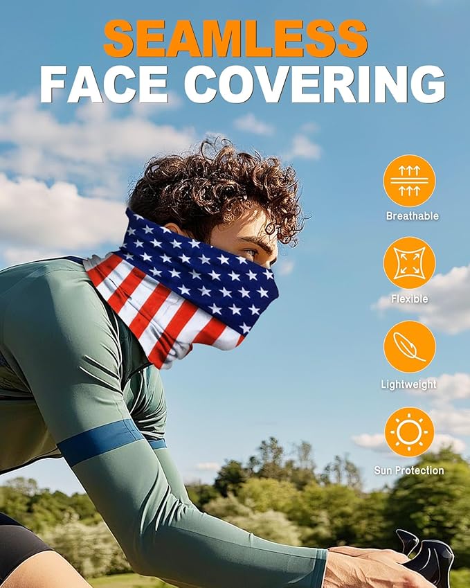 4Pack Neck Gaiter for Men Women Face Cover Mask Head Wrap Balaclava Headwear Bandana Headband Magic Scarf