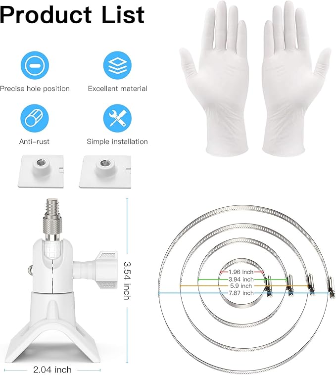 Universal Solar Panel Mount for Eufy/Ring/Reolink/Arlo Solar Panel and More, Fits Up to 17 inch Pole, Tree, Cylindri Rail, Drainage Pipe (White)