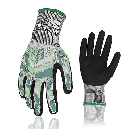 Safety Work Gloves, Impact Gloves for Men Women, Cut Resistant Non-Slip Heavy Duty Gloves with Nitrile Grip, Touch Screen Glove with Impact Protection for Mechanic Construction, X-Large, Camo