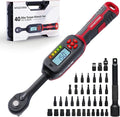 40-Piece 1/4-Inch Drive Electronic Torque Wrench Set, 1-22 Ft.lb (1.5-30 N.m), with Buzzer & LED Indicator, Bits & Sockets for Bicycle, Motorcycle, Lug Nut Maintenance