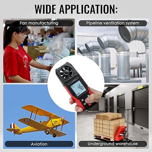 Digital Anemometer Handheld Wind Speed Meter for Air Velocity, Temperature Outdoor High Accuracy Anemometer Gauge Max/Min Data Hold, Battery Indicator for Drone Flying, Sailing, HVAC, Weather